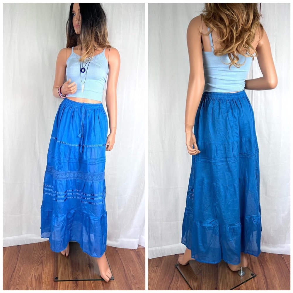 Cottagecore Long Skirt Petrol Blue